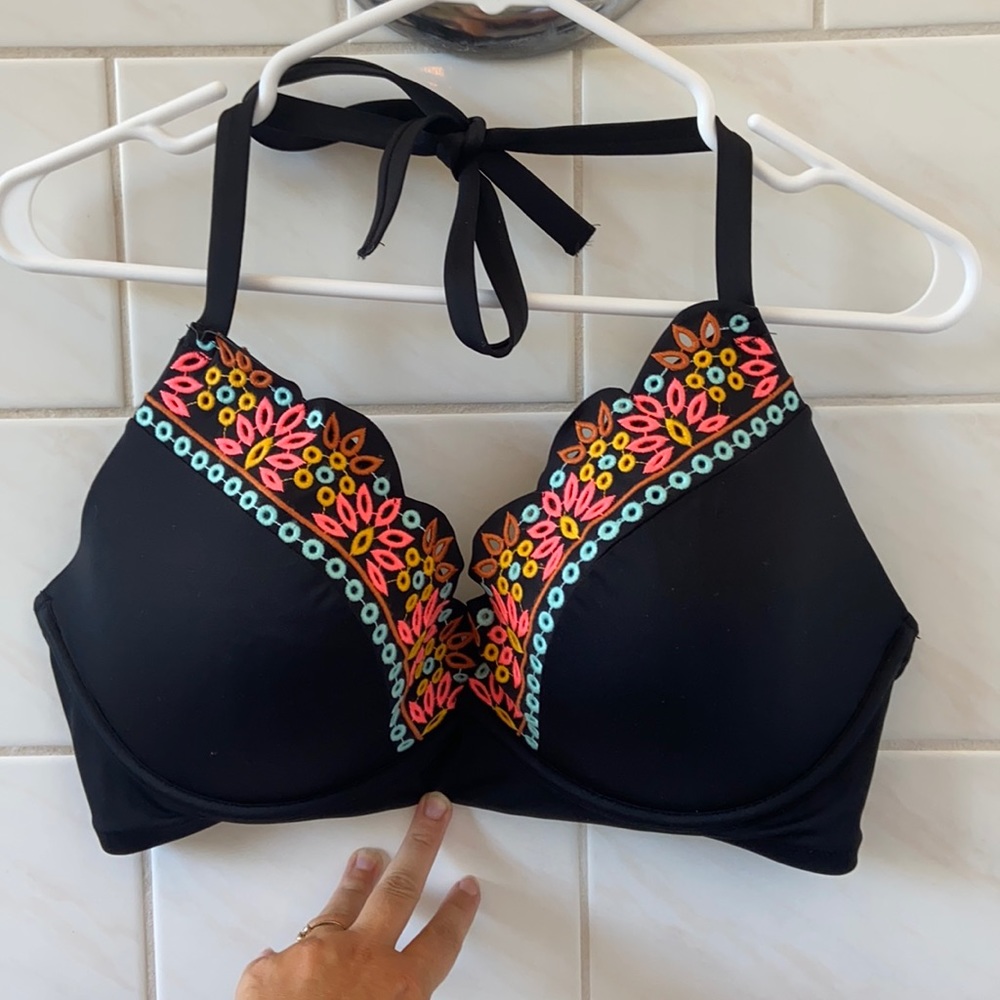 Neon embroidered bikini top 38DD
